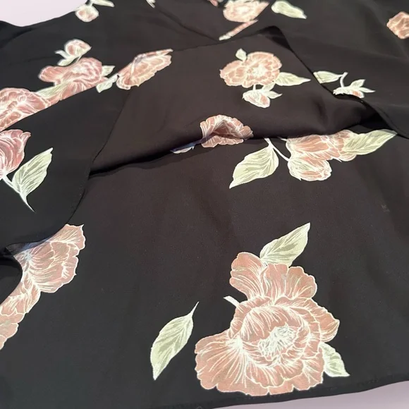 Women's Cupcakes & Cashmere Black Blouse with Pink Floral Cold Shoulder Design - Picture 7 of 11